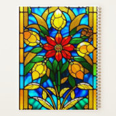 Rode Bloem Elegante Glas-in-Lood Kunst Planner (Achterkant)