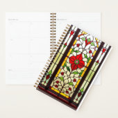 Rode Bloem Elegante Glas-in-Lood Kunst Planner (Display)