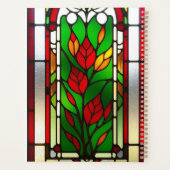 Rode Bloem Elegante Glas-in-Lood Kunst Planner (Achterkant)