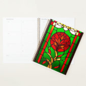 Rode Bloem Elegante Glas-in-Lood Kunst Planner (Display)
