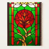 Rode Bloem Elegante Glas-in-Lood Kunst Planner (Achterkant)