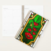 Rode Bloem Elegante Glas-in-Lood Kunst Planner (Display)