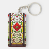 Rode Bloem Elegante Glas-in-Lood Kunst Sleutelhanger (achterkant)