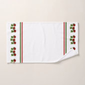 Rode bloem en groene bladeren, aangepaste naam bad handdoek (Handdoek)