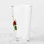 Rode bloem en groene bladeren, aangepaste naam glas (Links)