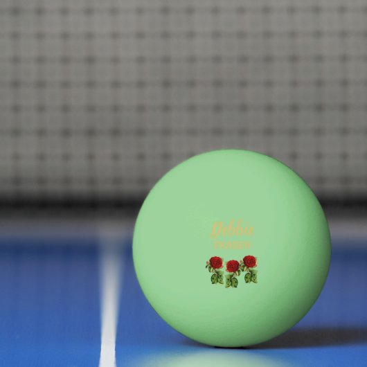 Rode bloem en groene bladeren, aangepaste naam pingpongbal (Net)