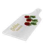 Rode bloem en groene bladeren, aangepaste naam snijplank (Hoek)