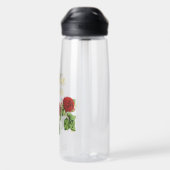 Rode bloem en groene bladeren, aangepaste naam waterfles (Achterkant)