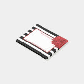 Rode bloem en zwart-witte strepen post-it® notes (Schuin)