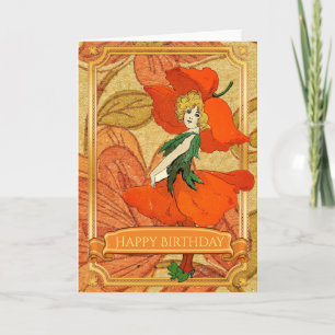  Rode Bloem Fairy Happy Birthday Kaart