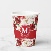 Rode Bloem Familie Verzamel Document Kop Monogram Papieren Bekers (Voorkant)