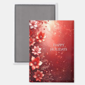 Rode Bloem Festieve Magneet (Voorkant / Achterkant)