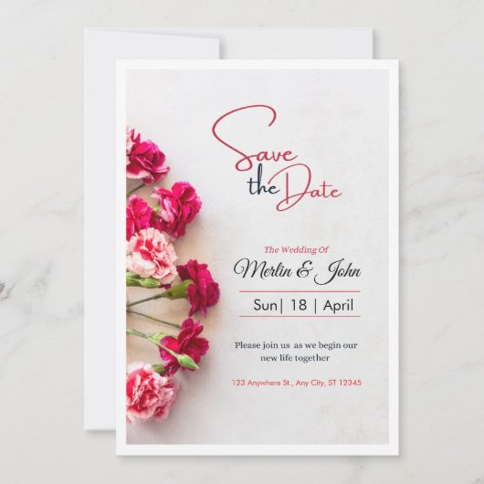 Rode Bloem Foto Bruiloft Bewaar de Datum Poster Save The Date (Voorkant)