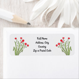 Rode bloem geaccentueerd etiket