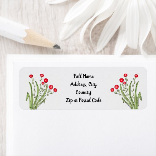 Rode bloem geaccentueerd etiket (Insitu)