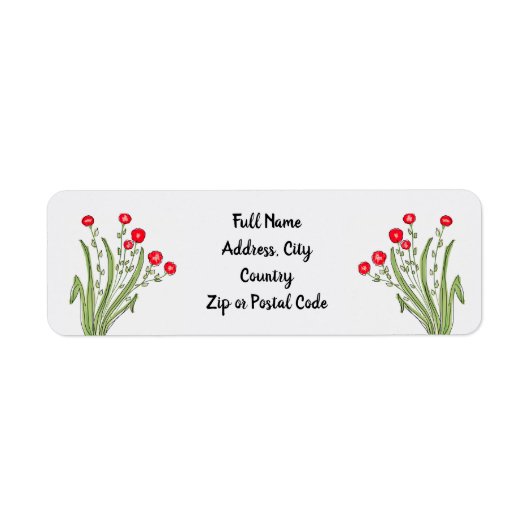 Rode bloem geaccentueerd etiket (Voorkant)