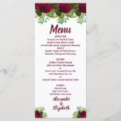 Rode Bloem Groen Bruiloft Receptie Menu (Voorkant)
