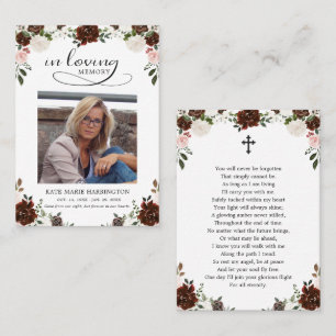 Rode Bloem Herdenkingsfoto Funeral Card Visitekaartje