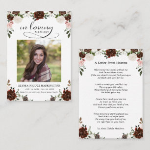 Rode Bloem Herdenkingsfoto Funeral Card Visitekaartje