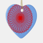 rode bloem in blauwe abstracte kunst keramisch ornament (Rechts)