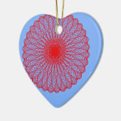 rode bloem in blauwe abstracte kunst keramisch ornament (Links)