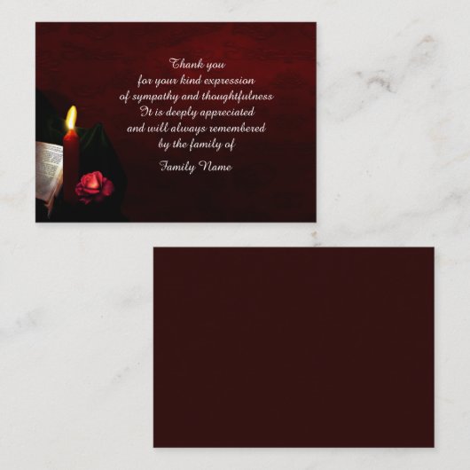 Rode Bloem Kaars Dank u kaart Notitiekaartje (Voorkant / Achterkant)
