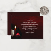 Rode Bloem Kaars Dank u kaart Notitiekaartje (Voorkant / Achterkant in situ)