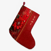 Rode Bloem Kerst Sock Grote Kerstsok (Voorkant (Hangend))