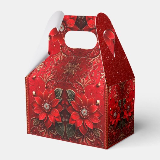 Rode Bloem Kerstcadeau Doos Bedankdoosjes (Voorkant Zijde)