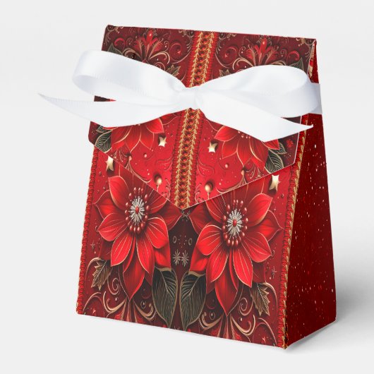 Rode Bloem Kerstcadeau Doos Bedankdoosjes (Voorkant Zijde)