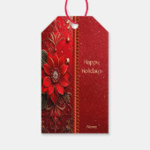 Rode Bloem Kerstcadeaukaart Cadeaulabel (Achterkant)
