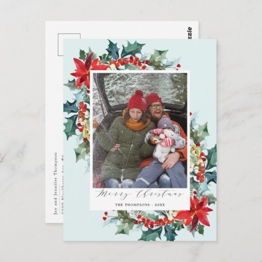 Rode Bloem Kerstmis Pijnboom Naald Grappig Bericht Briefkaart (Voorkant / Achterkant)