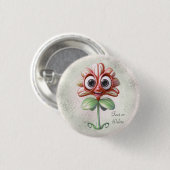 Rode Bloem Knop Ronde Button 3,2 Cm (Voorkant /achterkant)