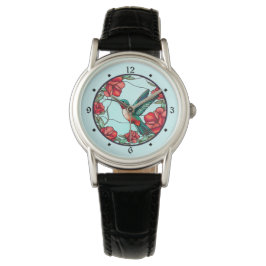 Rode Bloem Kolibrie Horloge