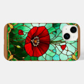 Rode Bloem Levendig Glas-in-Lood Kunst Case-Mate iPhone Case (Achterkant (horizontaal))