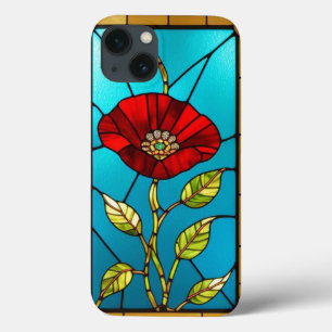 Rode Bloem Levendig Glas-in-Lood Kunst Case-Mate iPhone Case