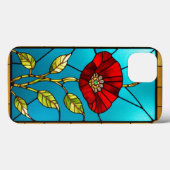 Rode Bloem Levendig Glas-in-Lood Kunst Case-Mate iPhone Case (Achterkant (horizontaal))