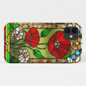 Rode Bloem Levendig Glas-in-Lood Kunst Case-Mate iPhone Case (Achterkant (horizontaal))