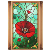 Rode Bloem Levendig Glas-in-Lood Kunst Klembord (Achterkant)