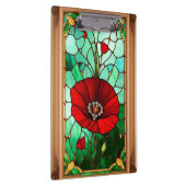 Rode Bloem Levendig Glas-in-Lood Kunst Klembord (Rechts)