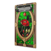 Rode Bloem Levendig Glas-in-Lood Kunst Mini Klembord (Angled2)