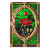 Rode Bloem Levendig Glas-in-Lood Kunst Mini Klembord (Achterkant)