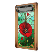 Rode Bloem Levendig Glas-in-Lood Kunst Mini Klembord (Angled2)