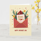 Rode Bloem Lieve Moeder Kaart (Gele Bloem)
