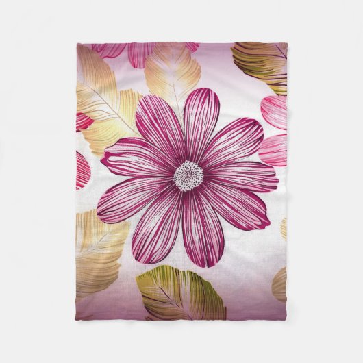 Rode bloem met bladeren fleece deken (Voorkant)