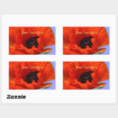 Rode bloem met Paarse Rechthoekige Sticker (Vel)