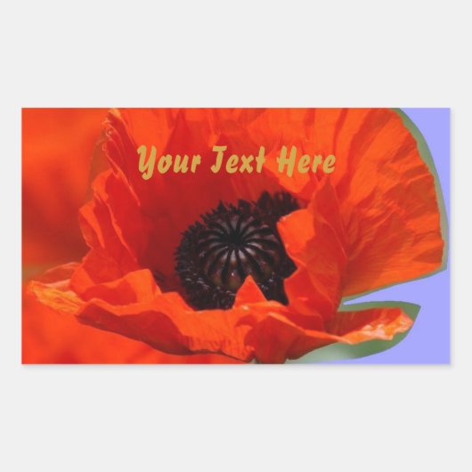 Rode bloem met Paarse Rechthoekige Sticker (Voorkant)