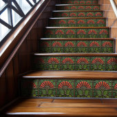 Rode Bloem Midden-Eeuw Symmetrie Kunst en Ambachte Tegeltje