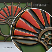 Rode Bloem Midden-Eeuw Symmetrie Kunst en Ambachte Tegeltje