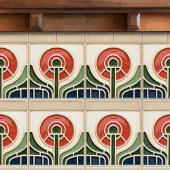 Rode Bloem Midden-Eeuw Symmetrie Kunst en Ambachte Tegeltje